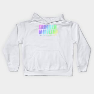 Rainbow Dunder Mifflin Logo from The Office white background Kids Hoodie